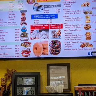 a menu on the wall