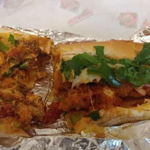 Chicken Parmesan Sub.  Delivery.  Good amount of filling, soft bread