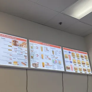 a menu on the wall