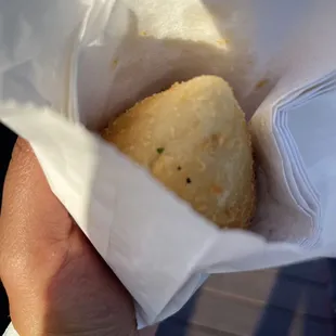 Coxinha with chicken and rice