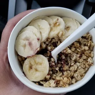 Small acai bowl with banana and granola