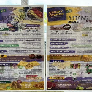 Menu on the door.