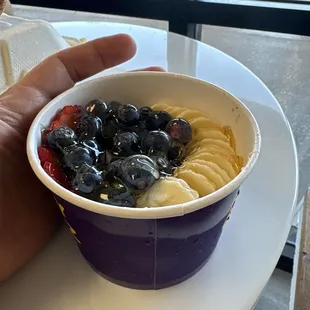 Pic of my half full $18 açaí bowl.