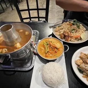 41. Tom Yum Soup 156. Panang Curry 21. Pad See Ew Noodle 66. Spicy Fried Rice Crispy Pork