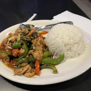 62. Thai Basil Leaves Over Rice very good!