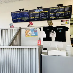 ows menus on the wall