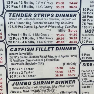 Menu as of October 2022