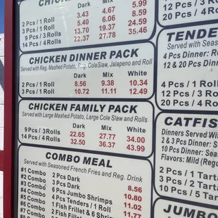 Menu as of October 2022