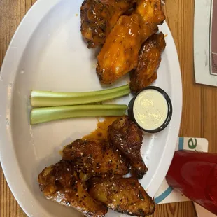 Buffalo and Asian sauce wings