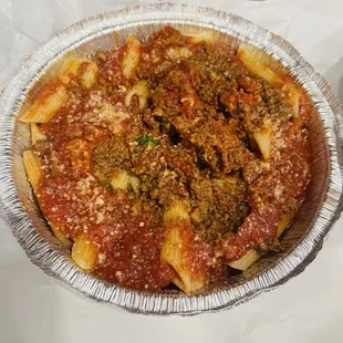 Penne with meat sauce