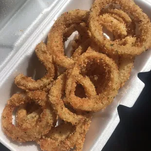 Homemade onion rings and ranch