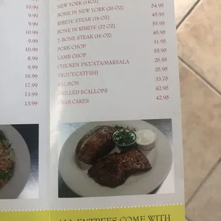 a menu for a restaurant