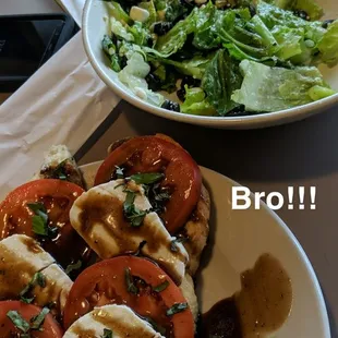 Bruschetta and Mediterranean salad