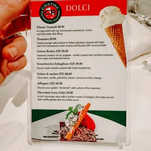 Dessert Menu