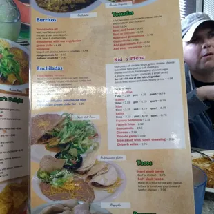  menu for a mexican restaurant