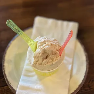 They have gelato!! What go me with this is our server brought out two flavors for us to sample. We got the almond flavor!