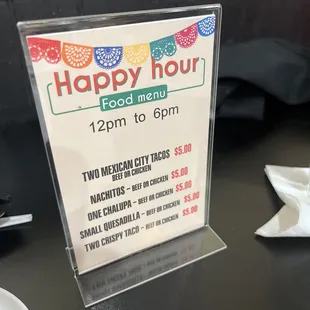 Happy hour for food