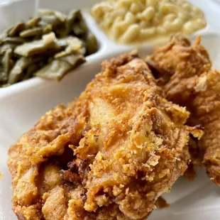 fried chicken and green beans