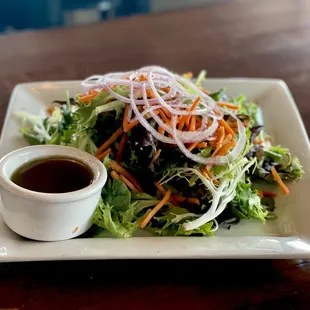 a salad with dressing