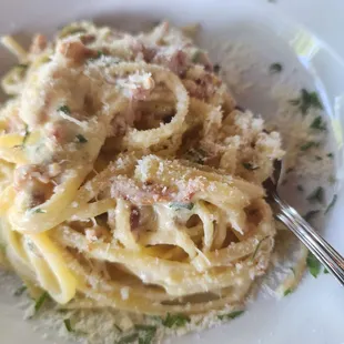 Carbonara substitute for linguine. Excellent