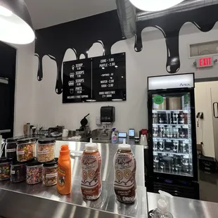 a view of a coffee shop counter