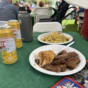 Meat trio and Croatian beer