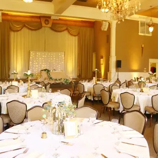 Such a beautiful wedding at the Croatian Amer. Cultural Center with gold uplighting by Brighten Up Event Lighting www.brightenuplighting.com