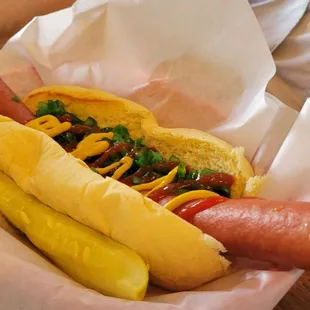 The Foot Long Hot Dog.  What a sight!