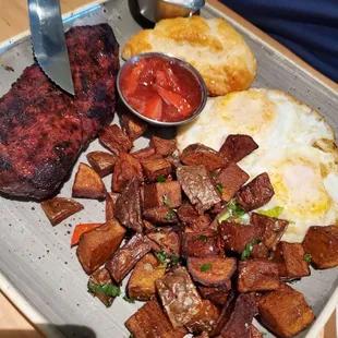 Steak and eggs