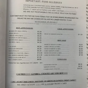 New menu price.