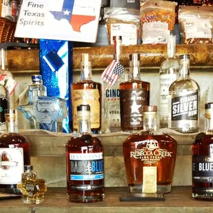 a variety of liquors