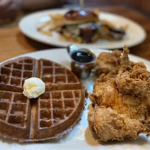 Fried Chicken &amp; Waffles &amp; Memphis BBQ Burger