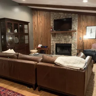 The living room is large and beautifully decorated!