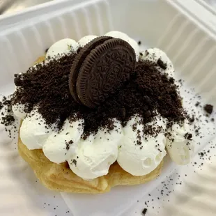 an oreo cookie on a waffle