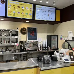 the counter and menus