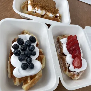 Biscoff, Blueberry, and Strawberry Croffles