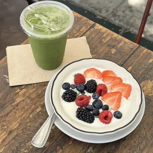 Iced Matcha Tea and  Yogurt