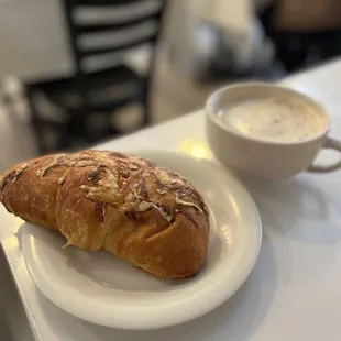 breakfast croissant, cafe au lait
