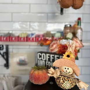 a scare on top of a microwave