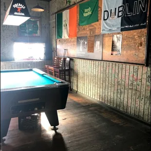 a pool table in a pub