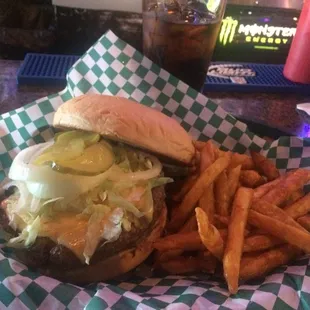 Burger and fries