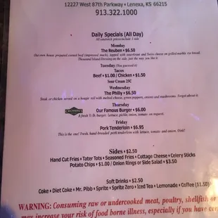 menu
