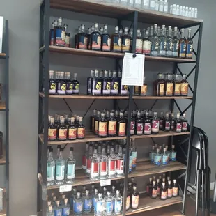 shelves full of bottles of alcohol