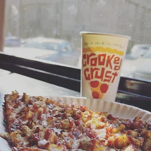 BBQ chicken and crème soda. (Ice machine wasn't working )