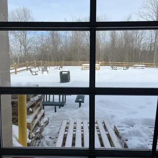 Backyard seating in winter