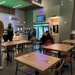 tables and chairs in a cafeteria