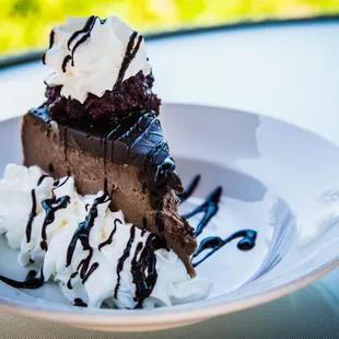 a piece of chocolate cake on a plate