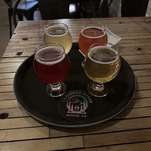 three beers on a tray