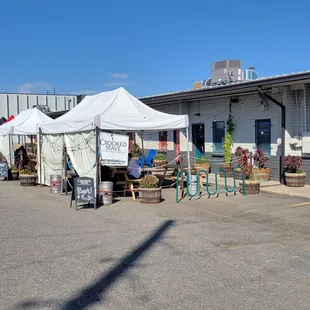 tables and umbrellas