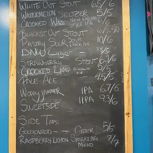 menu on chalkboard
